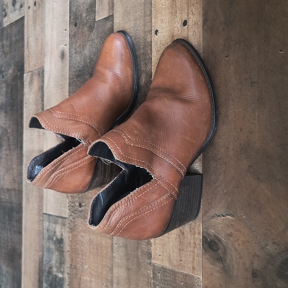 Steve Madden Aliee Brown Leather Ankle Boots Sz 6.5 Women